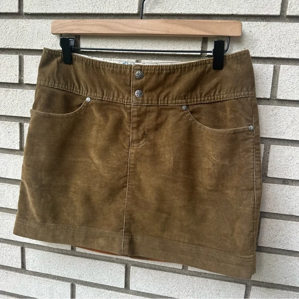 Athleta Ridge Corduroy Skirt Brown Olive Mini 6 Petite Pockets Utility Retro Y2K
